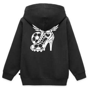Fussballschuhe Fussball High Heels - Kinder Premium Organic Zip Hoodie - Schwarz - Hinten - AI Model Kid Male (0cm)