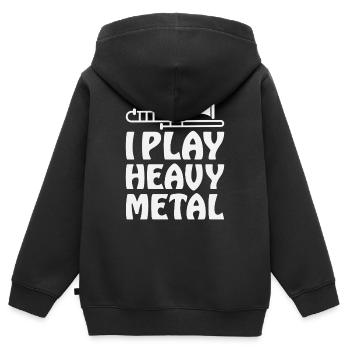 Trombone Heavy Metal Humor Musiker Musikschule - Kinder Premium Organic Zip Hoodie - Schwarz - Hinten - AI Model Kid Male (0cm)