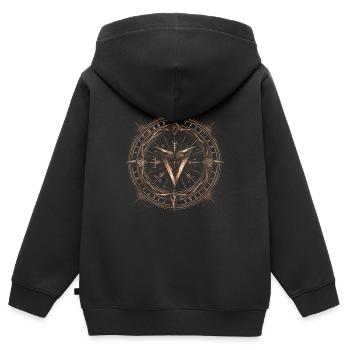 Kosmische Kompassrunen - Kinder Premium Organic Zip Hoodie - Schwarz - Hinten - AI Model Kid Male (0cm)