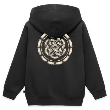 Norse Runes Schild-Patch | Wikingerwappen - Kinder Premium Organic Zip Hoodie - Schwarz - Hinten - AI Model Kid Male (0cm)