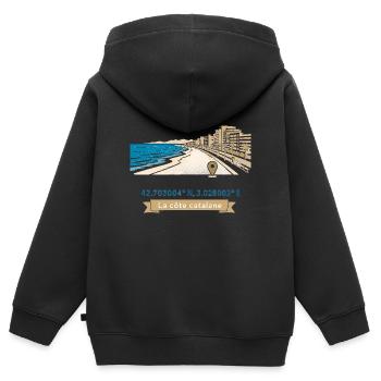 Canet en Roussillon - Promenade Méditerranéenne - Sweat Premium à capuche zippé enfant bio - noir - Dos - AI Model Kid Male (0cm)