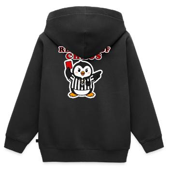 Funny Penguin Football Referee Soccer Sticker Art - Kids Premium Organic Zip-up Hoodie - black - Back - AI Model Kid Male (0cm)