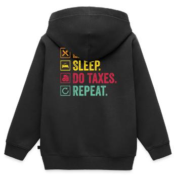 Manger Contrôle du sommeil Répéter - Sweat Premium à capuche zippé enfant bio - noir - Dos - AI Model Kid Male (0cm)