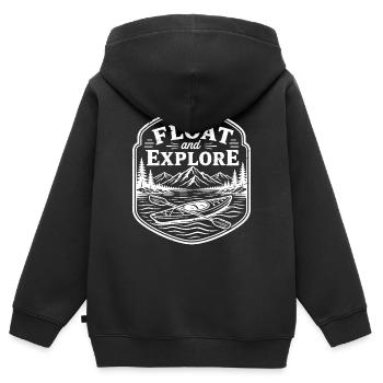 Flotter et explorer - Sweat Premium à capuche zippé enfant bio - noir - Dos - AI Model Kid Male (0cm)