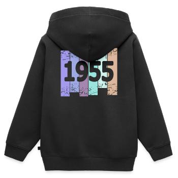 1955 - Kinder Premium Organic Zip Hoodie - Schwarz - Hinten - AI Model Kid Male (0cm)