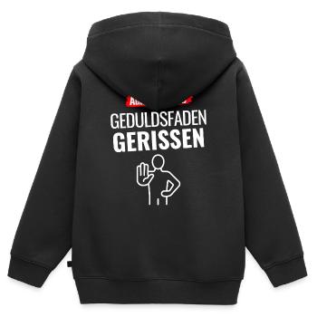 Außer Betrieb Geduldsfaden gerissen - Kinder Premium Organic Zip Hoodie - Schwarz - Hinten - AI Model Kid Male (0cm)