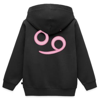 Signe du signe du Cancer Symbole du Signe Zodiacal Rose Pastel - Sweat Premium à capuche zippé enfant bio - noir - Dos - AI Model Kid Male (0cm)