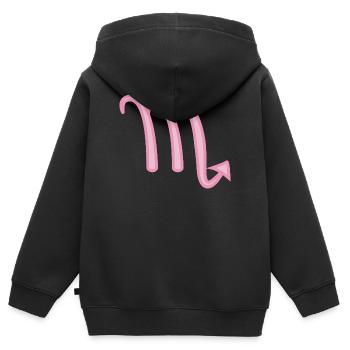 Symbole du signe du signe du Scorpion rose pastel - Sweat Premium à capuche zippé enfant bio - noir - Dos - AI Model Kid Male (0cm)