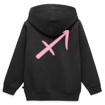 Sagittarius Zodiac Sign Symbol Pastel Pink - Kids Premium Organic Zip-up Hoodie - black - Back - AI Model Kid Male (0cm)