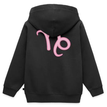 Signe du signe du Capricorne rose pastel - Sweat Premium à capuche zippé enfant bio - noir - Dos - AI Model Kid Male (0cm)