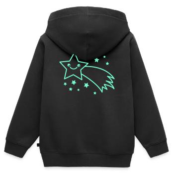 Comète Stellaire Souriante - Sweat Premium à capuche zippé enfant bio - noir - Dos - AI Model Kid Male (0cm)