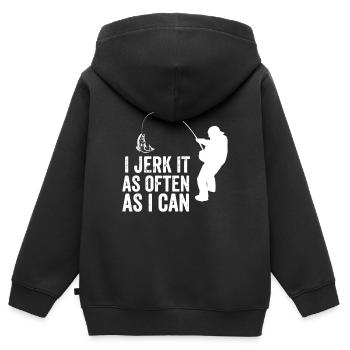 ICH SO OFT ICH KANN - Kinder Premium Organic Zip Hoodie - Schwarz - Hinten - AI Model Kid Male (0cm)
