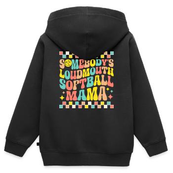 Softball Mama im Retro-Stil - Kinder Premium Organic Zip Hoodie - Schwarz - Hinten - AI Model Kid Male (0cm)