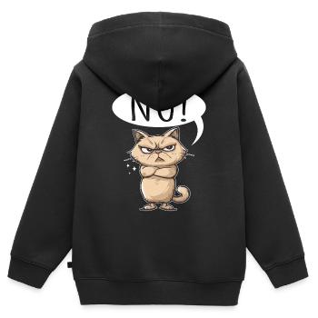Euh, non, sarcasme & drôle de café au thé pour chat - Sweat Premium à capuche zippé enfant bio - noir - Dos - AI Model Kid Male (0cm)