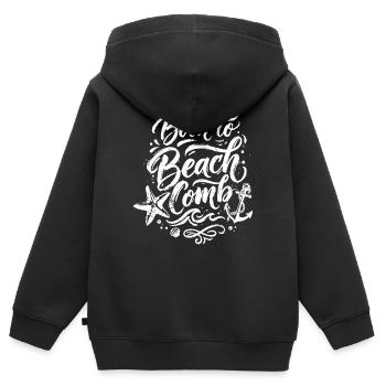 Né à Beach Comb - Sweat Premium à capuche zippé enfant bio - noir - Dos - AI Model Kid Male (0cm)