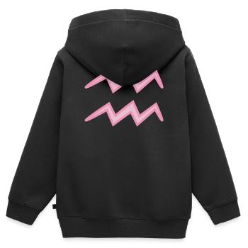 Signe du signe du Verseau rose pastel - Sweat Premium à capuche zippé enfant bio - noir - Dos - AI Model Kid Male (0cm)