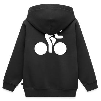 Radsportler, Fahrrad, Rennrad, Fahrradtour - Kinder Premium Organic Zip Hoodie - Schwarz - Hinten - AI Model Kid Male (0cm)