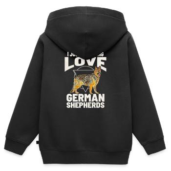 I Freaking Love German Shepherds - Kids Premium Organic Zip-up Hoodie - black - Back - AI Model Kid Male (0cm)