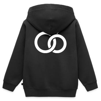 Mariage, fiançailles, célébration de mariage - Sweat Premium à capuche zippé enfant bio - noir - Dos - AI Model Kid Male (0cm)
