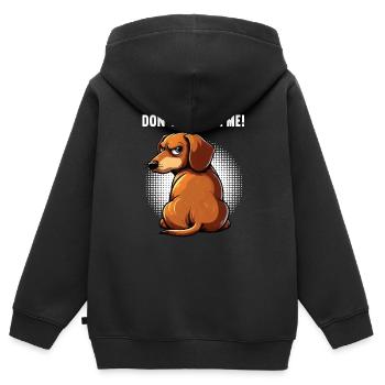 Ne me dérange pas Patron teckel Propriétaire teckel Propriétaire teckel - Sweat Premium à capuche zippé enfant bio - noir - Dos - AI Model Kid Male (0cm)