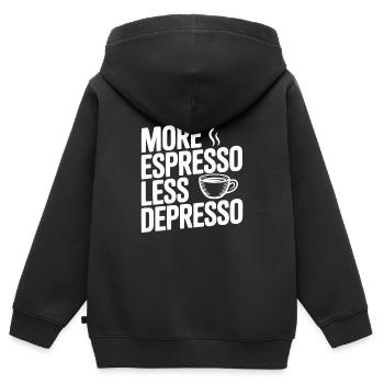 Plus d’espresso, moins de dépression - Sweat Premium à capuche zippé enfant bio - noir - Dos - AI Model Kid Male (0cm)