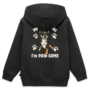 Le chien pense que je suis un peu louche - Sweat Premium à capuche zippé enfant bio - noir - Dos - AI Model Kid Male (0cm)
