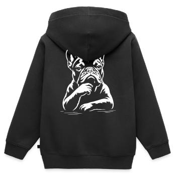 French Bulldog Thinker | Cheeky Dog Design - Kids Premium Organic Zip-up Hoodie - black - Back - AI Model Kid Male (0cm)