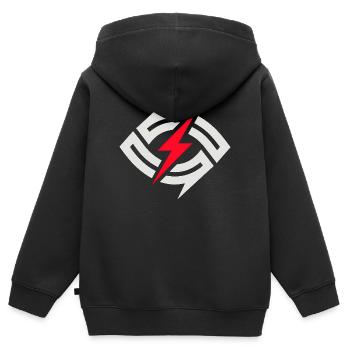 Kreisblitz Kontrast - Kinder Premium Organic Zip Hoodie - Schwarz - Hinten - AI Model Kid Male (0cm)