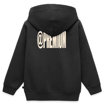 Premium-Typografie @PREMIUM - Kinder Premium Organic Zip Hoodie - Schwarz - Hinten - AI Model Kid Male (0cm)