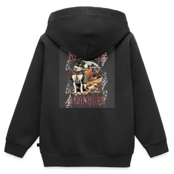 Erkunde & Erobere: Hund im Wüstenabenteuer - Kinder Premium Organic Zip Hoodie - Schwarz - Hinten - AI Model Kid Male (0cm)