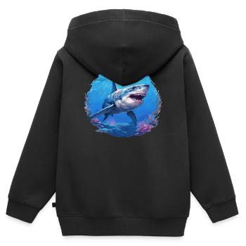 Weißer Haie Weißer Hai - Kinder Premium Organic Zip Hoodie - Schwarz - Hinten - AI Model Kid Male (0cm)