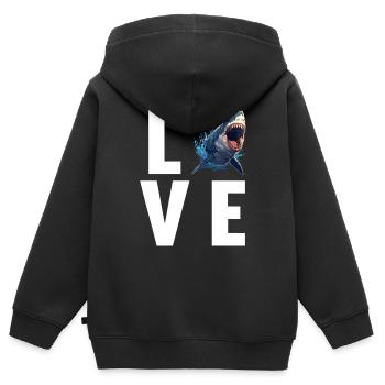 Weißer Haie Weißer Hai - Kinder Premium Organic Zip Hoodie - Schwarz - Hinten - AI Model Kid Male (0cm)