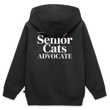 Défenseur des chats seniors - Sweat Premium à capuche zippé enfant bio - noir - Dos - AI Model Kid Male (0cm)