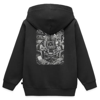 Des extraterrestres au Bigfoot Gamer rétro - Sweat Premium à capuche zippé enfant bio - noir - Dos - AI Model Kid Male (0cm)
