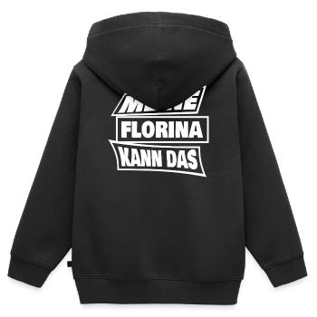 Florina - Kinder Premium Organic Zip Hoodie - Schwarz - Hinten - AI Model Kid Male (0cm)