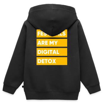 Festivals sind meine digitale Entgiftung - Kinder Premium Organic Zip Hoodie - Schwarz - Hinten - AI Model Kid Male (0cm)