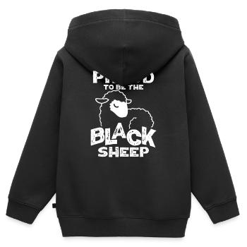 Stolz das Black Sheep zu sein - Kinder Premium Organic Zip Hoodie - Schwarz - Hinten - AI Model Kid Male (0cm)