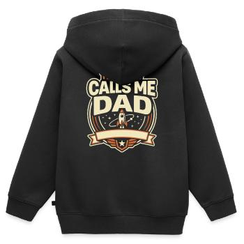 Papa de l’Espace Galaxie Meilleur Papa de la Galaxie - Sweat Premium à capuche zippé enfant bio - noir - Dos - AI Model Kid Male (0cm)
