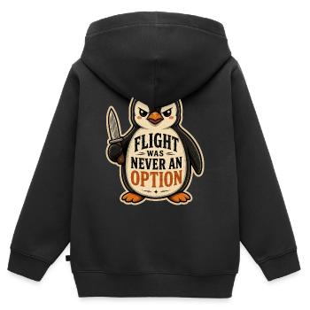 Flight Was Never An Option Brave Penguin Knife - Kids Premium Organic Zip-up Hoodie - black - Back - AI Model Kid Male (0cm)