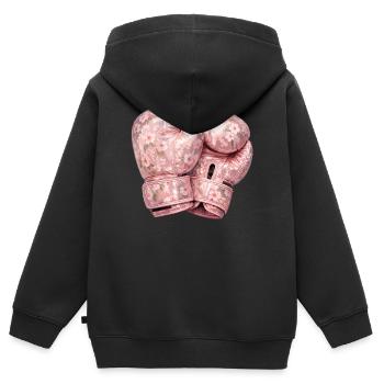 Blumen-Boxhandschuhe - Kinder Premium Organic Zip Hoodie - Schwarz - Hinten - AI Model Kid Male (0cm)