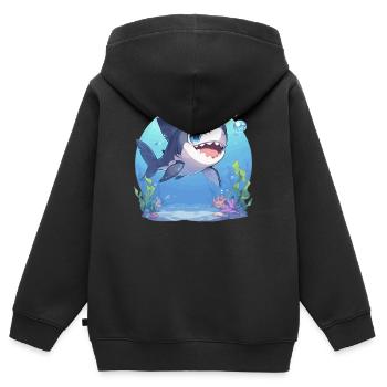 Haie Hai - Kinder Premium Organic Zip Hoodie - Schwarz - Hinten - AI Model Kid Male (0cm)