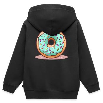 Éclatée bleu menthe donut - Sweat Premium à capuche zippé enfant bio - noir - Dos - AI Model Kid Male (0cm)