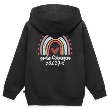 Große Schwester 2027 Regenbogen Mädchen - Kinder Premium Organic Zip Hoodie - Schwarz - Hinten - AI Model Kid Male (0cm)