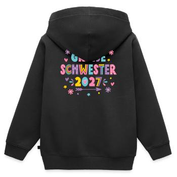Große Schwester 2027 Mädchen Geschenkidee - Kinder Premium Organic Zip Hoodie - Schwarz - Hinten - AI Model Kid Male (0cm)