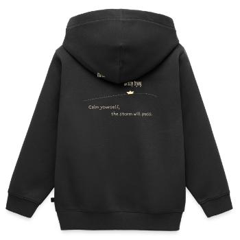 On ne peut pas calmer la tempête - pour les produits sombres - Sweat Premium à capuche zippé enfant bio - noir - Dos - AI Model Kid Male (0cm)