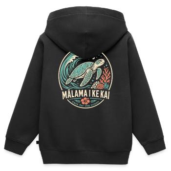 Malama I Ke Kai - Sweat Premium à capuche zippé enfant bio - noir - Dos - AI Model Kid Male (0cm)