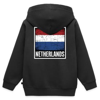 Dutch Flag | Vintage Made In The Netherlands Gift  - Sweat Premium à capuche zippé enfant bio - noir - Dos - AI Model Kid Male (0cm)