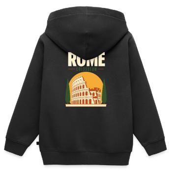 Cadeaux de Rome, Souvenir des vacances du Colisée de Rome - Sweat Premium à capuche zippé enfant bio - noir - Dos - AI Model Kid Male (0cm)