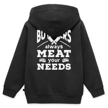 Les bouchers satisfont toujours vos besoins - Sweat Premium à capuche zippé enfant bio - noir - Dos - AI Model Kid Male (0cm)
