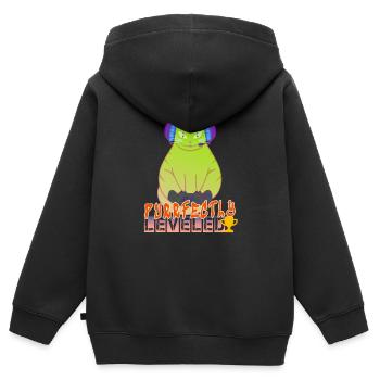 Purrfekt Gaming-Katze - Kinder Premium Organic Zip Hoodie - Schwarz - Hinten - AI Model Kid Male (0cm)